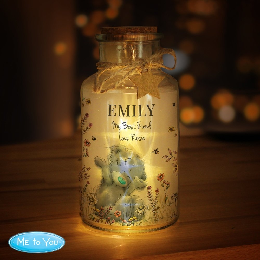 Personalised Me To You Floral LED Glass Jar
