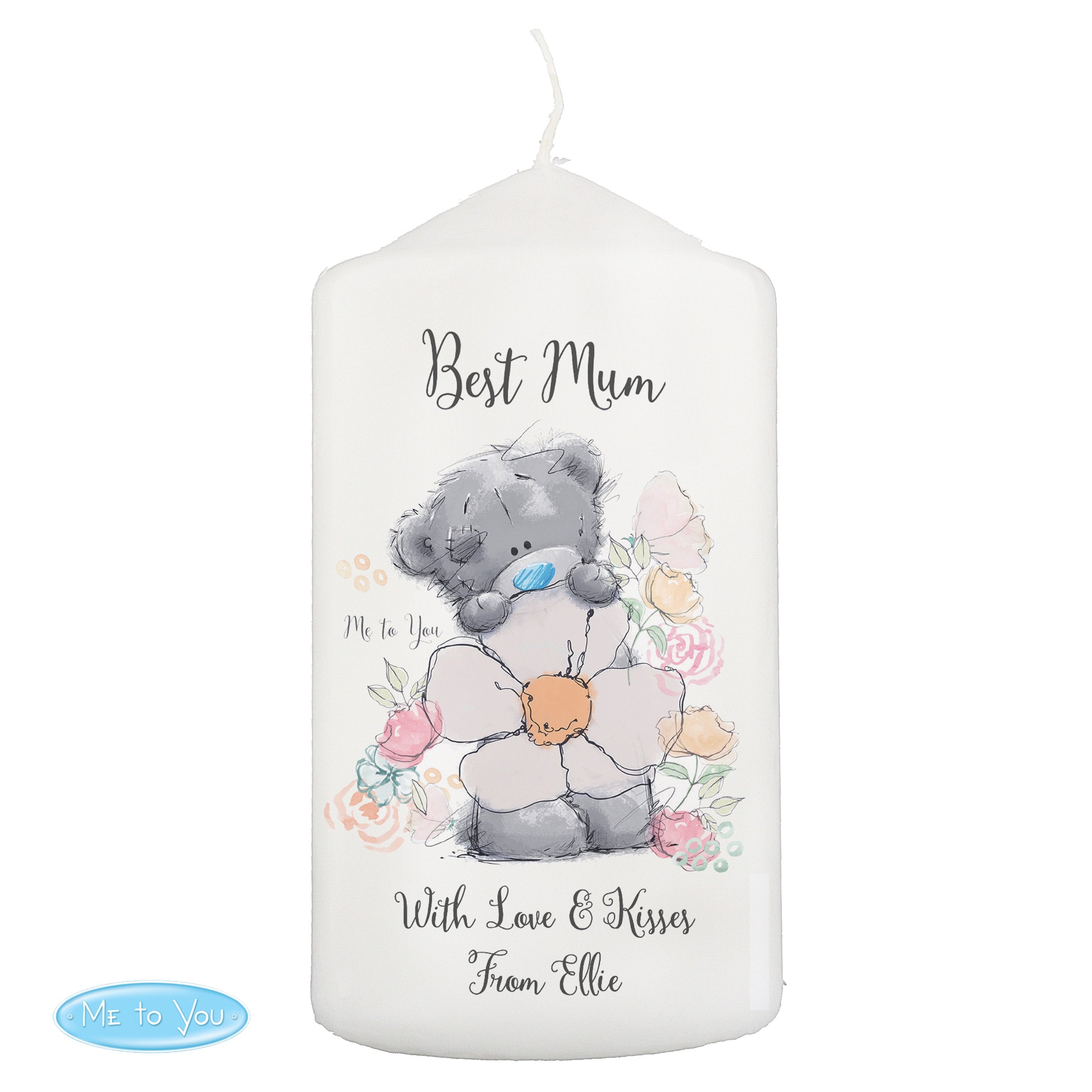 Personalised Me To You Floral Pillar Candle