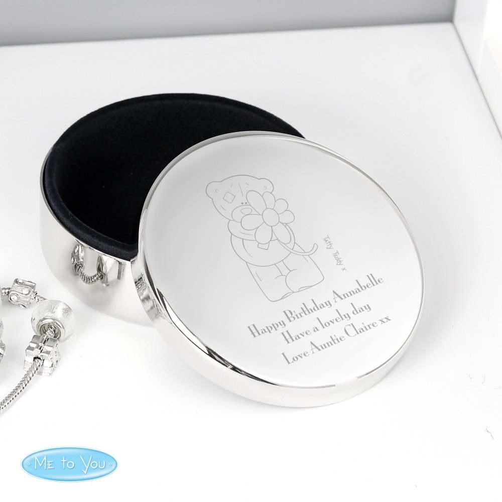Personalised Me To You Flower Round Trinket Box