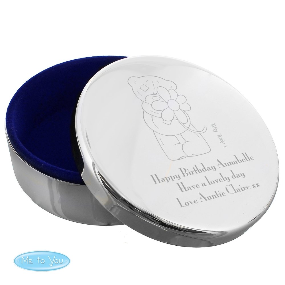 Personalised Me To You Flower Round Trinket Box