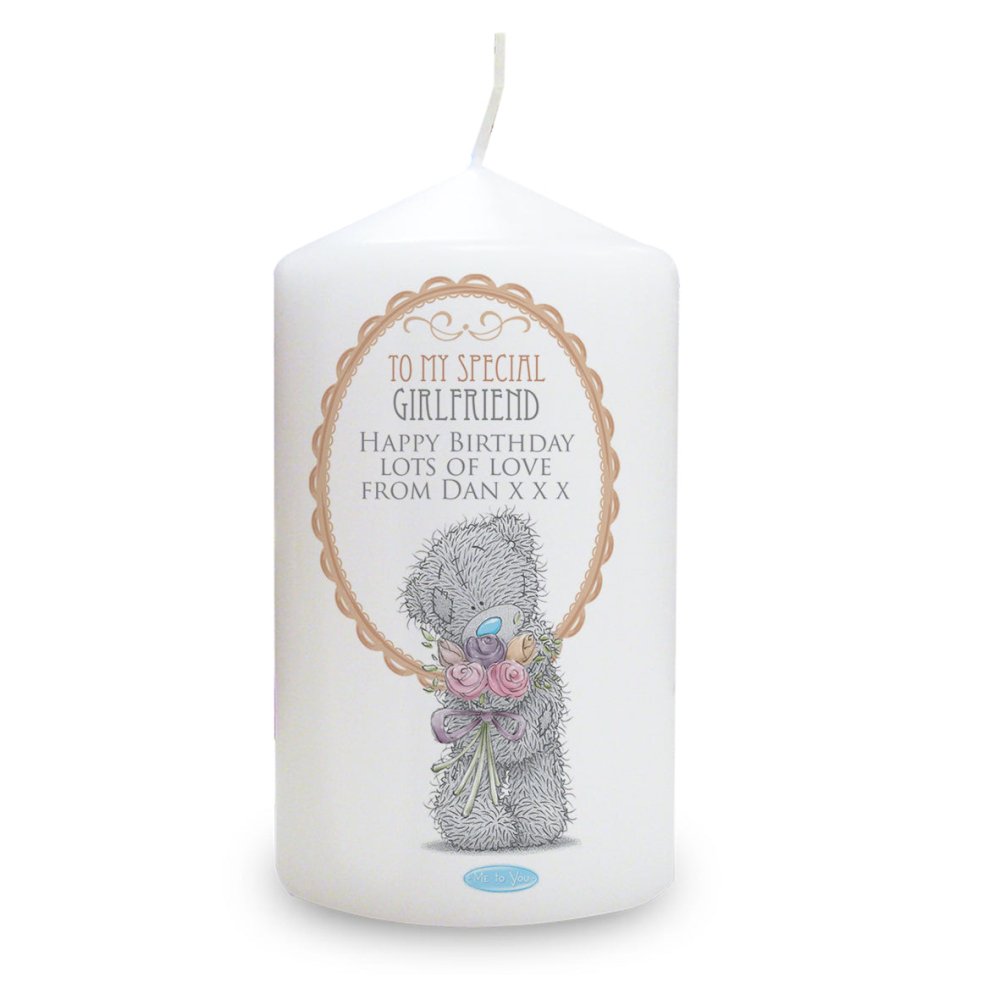 Personalised Me To You Flowers Pillar Candle For Her