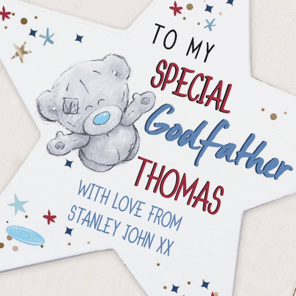 Personalised Me To You Godfather Wooden Star Decoration