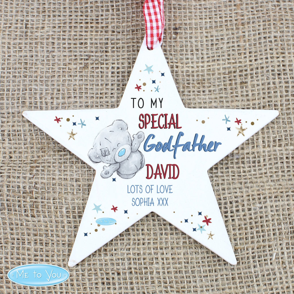 Personalised Me To You Godfather Wooden Star Decoration