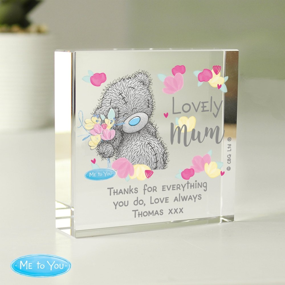 Personalised Me To You Lovely Mum Crystal Token