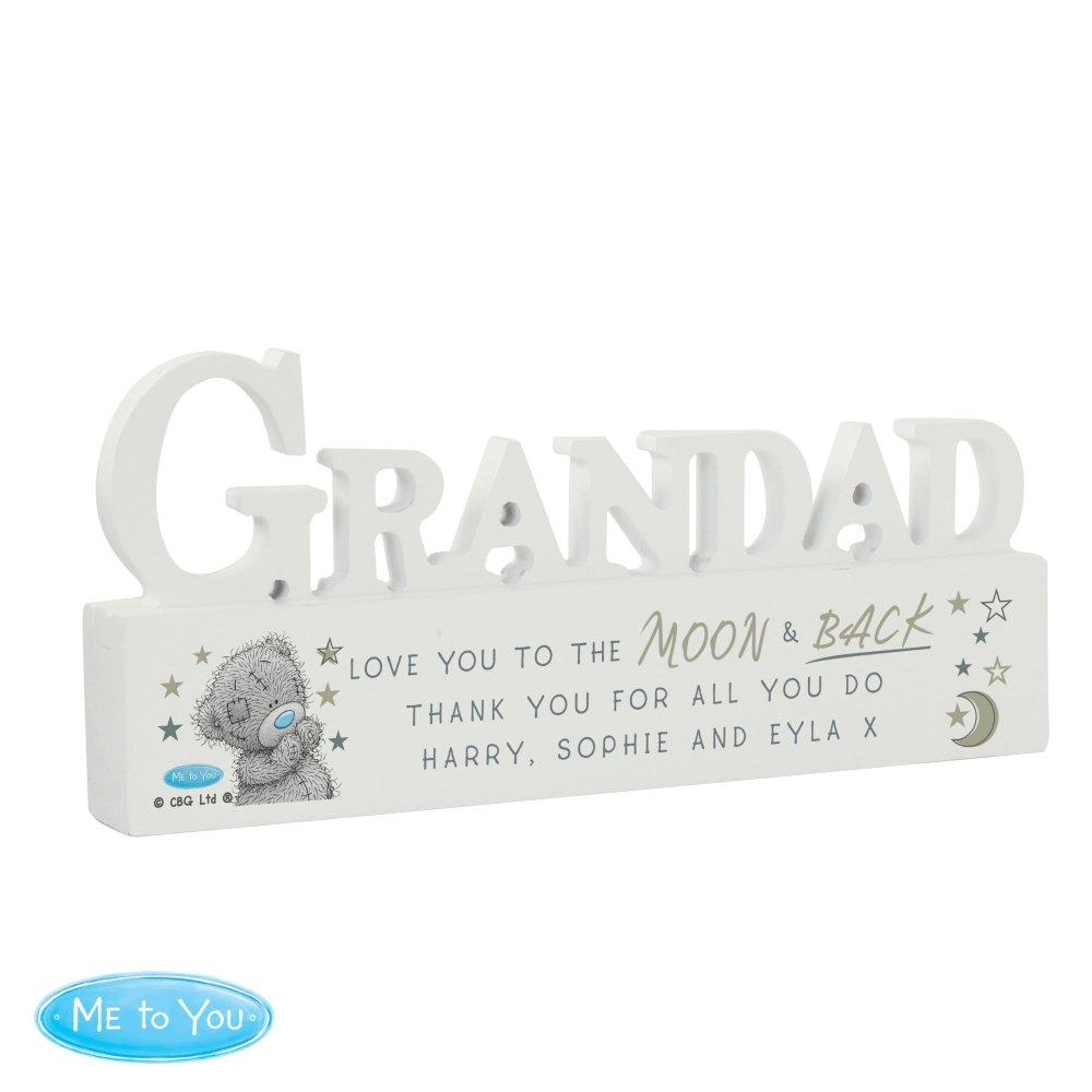 Personalised Me To You Moon And Back Wooden Grandad Ornament