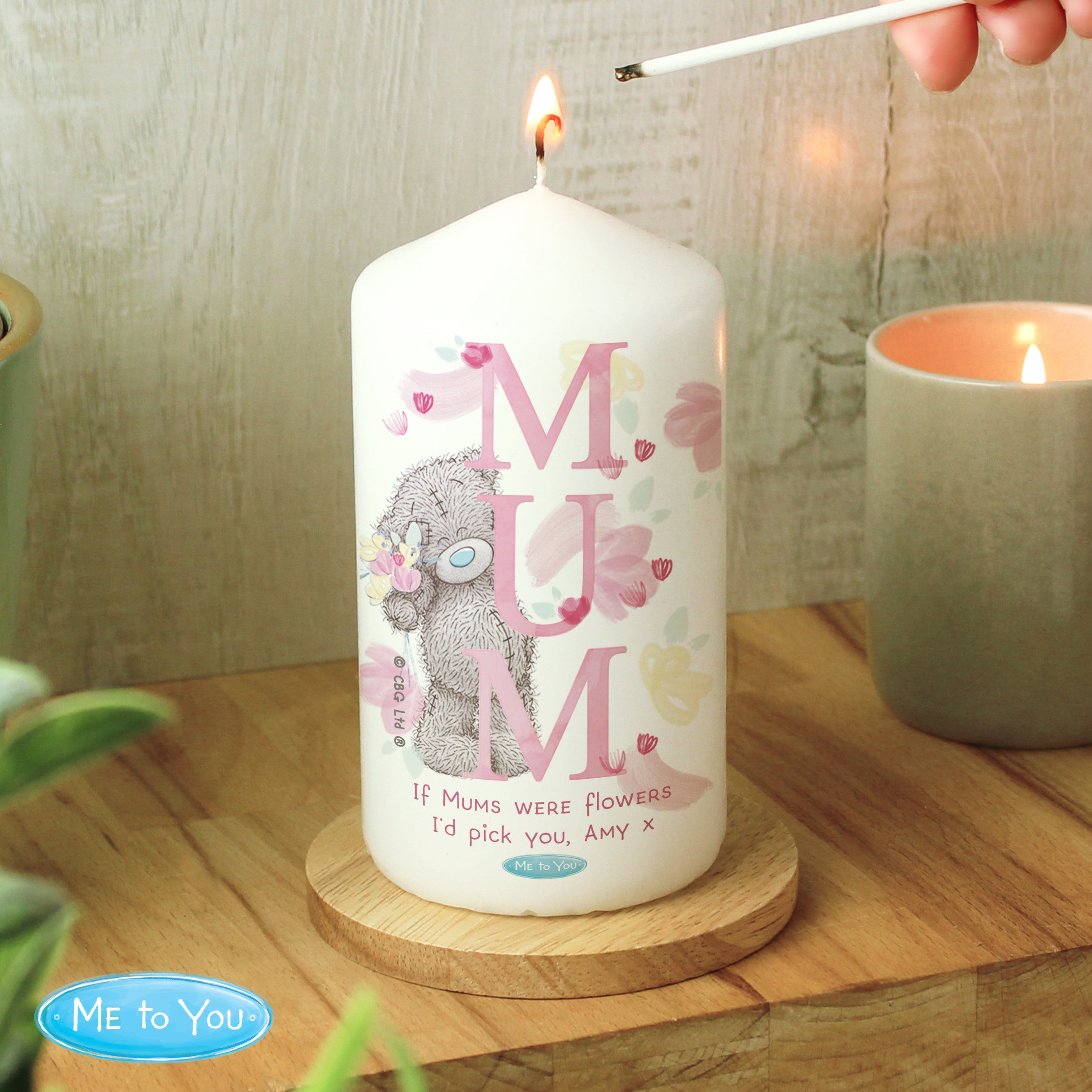 Personalised Me To You Mum Pillar Candle