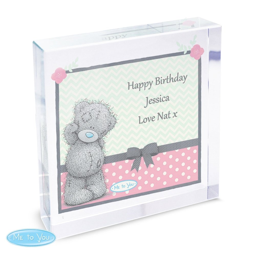 Personalised Me To You Pastel Polka Dot For Her Crystal Token