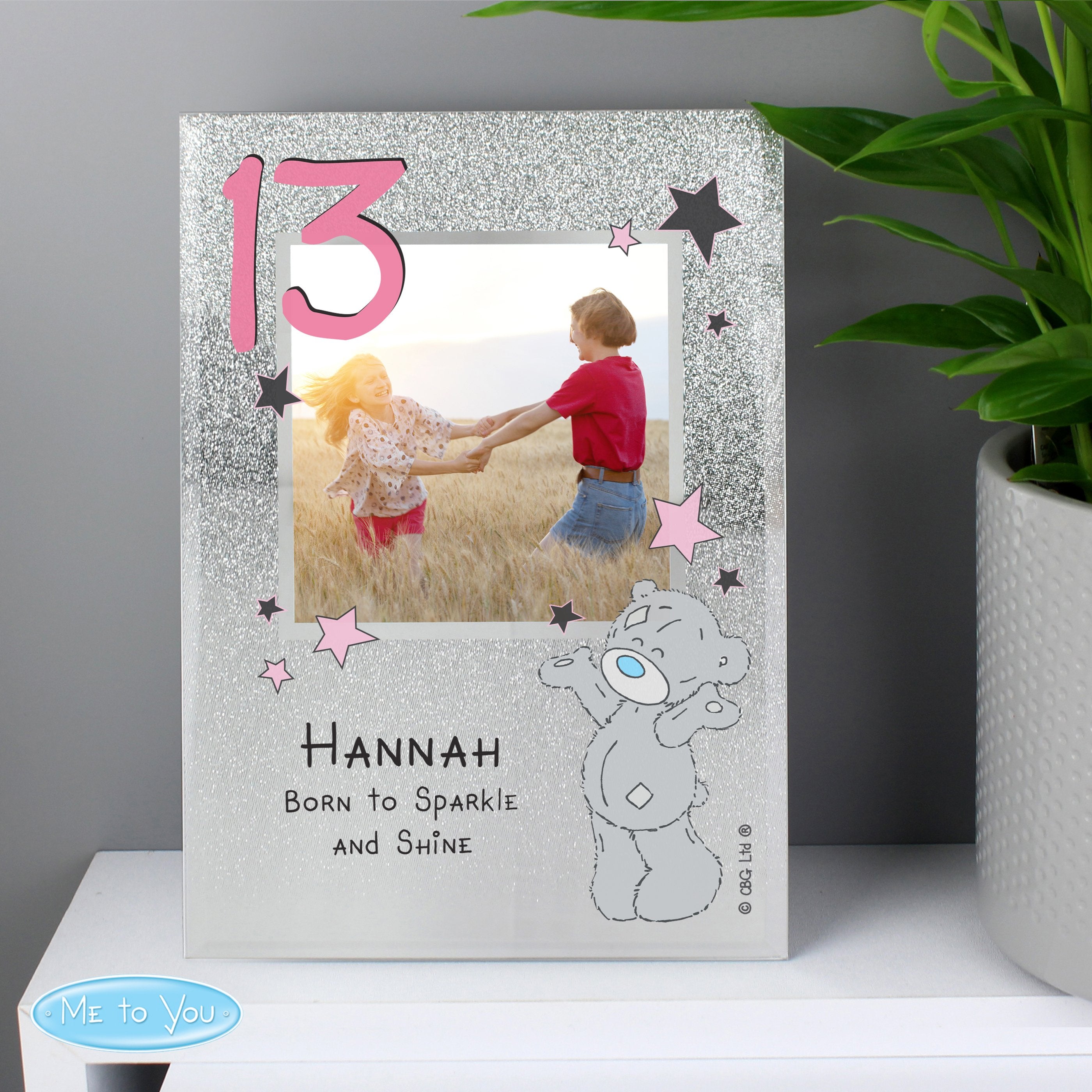 Personalised Me To You Sparkle & Shine 4x4 Inch Glitter Glass Photo Frame
