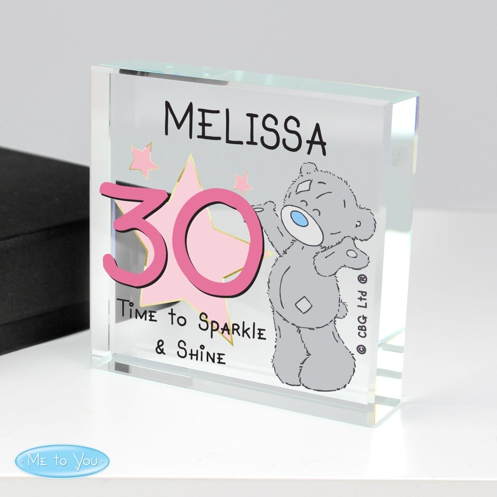 Personalised Me To You Sparkle & Shine Birthday Large Crystal Token