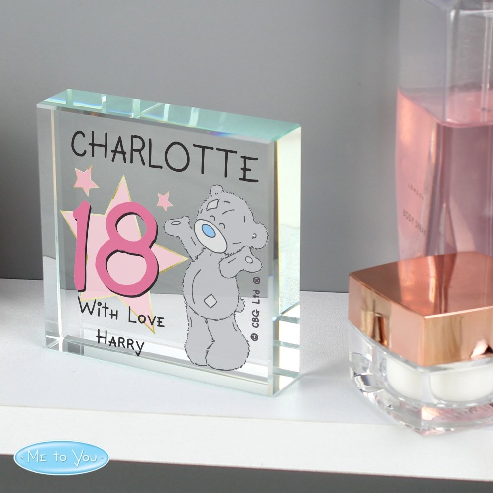 Personalised Me To You Sparkle & Shine Birthday Large Crystal Token