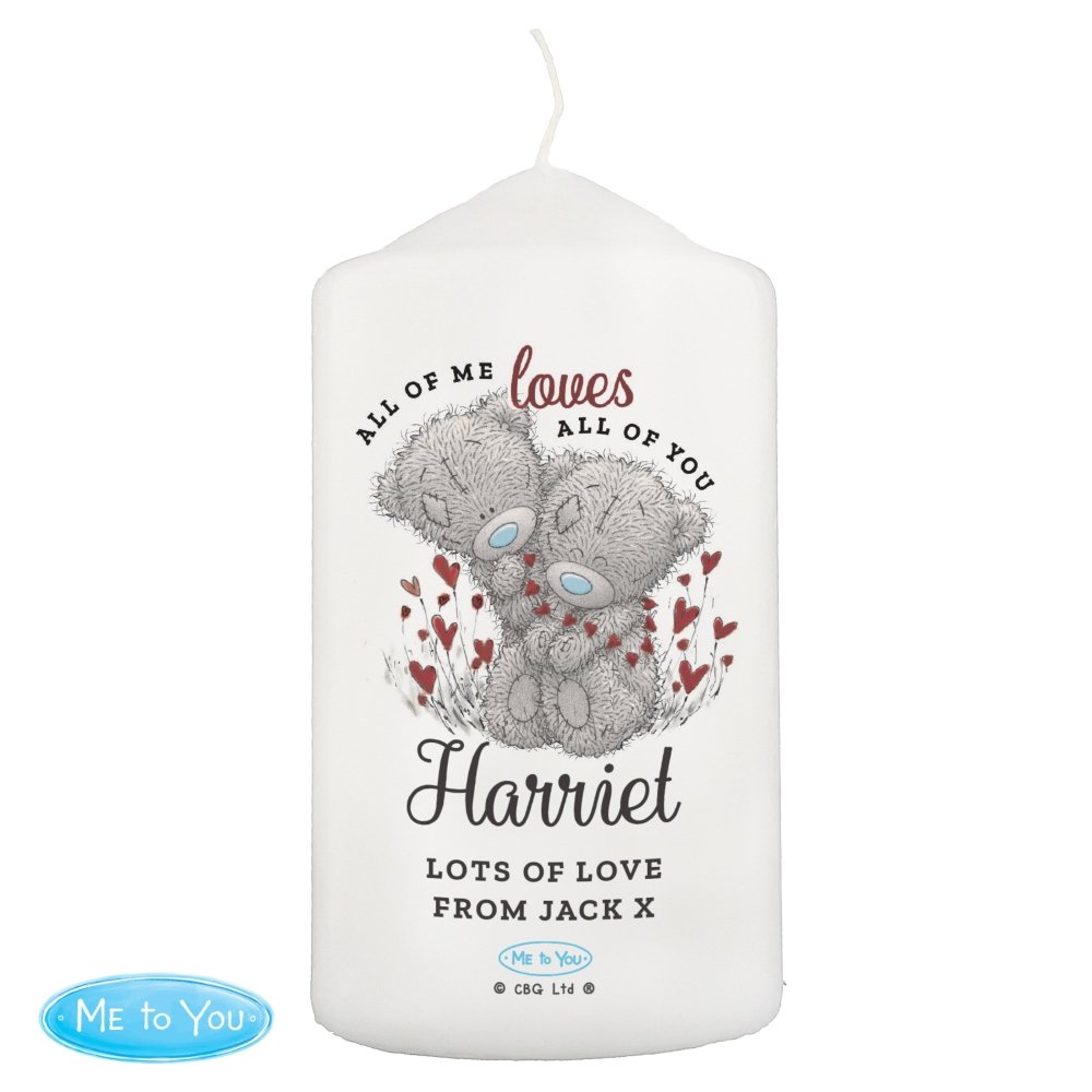 Personalised Me To You Valentine Pillar Candle