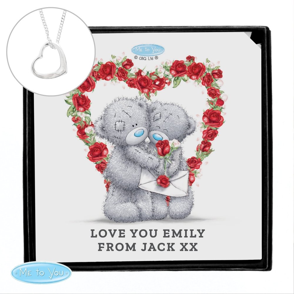 Personalised Me To You Valentine Sentiment Heart Necklace And Box