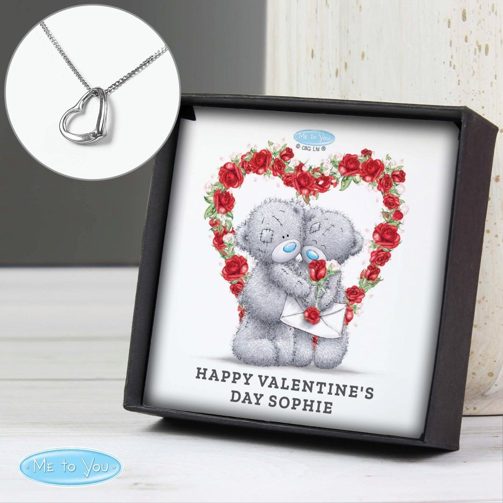Personalised Me To You Valentine Sentiment Heart Necklace And Box