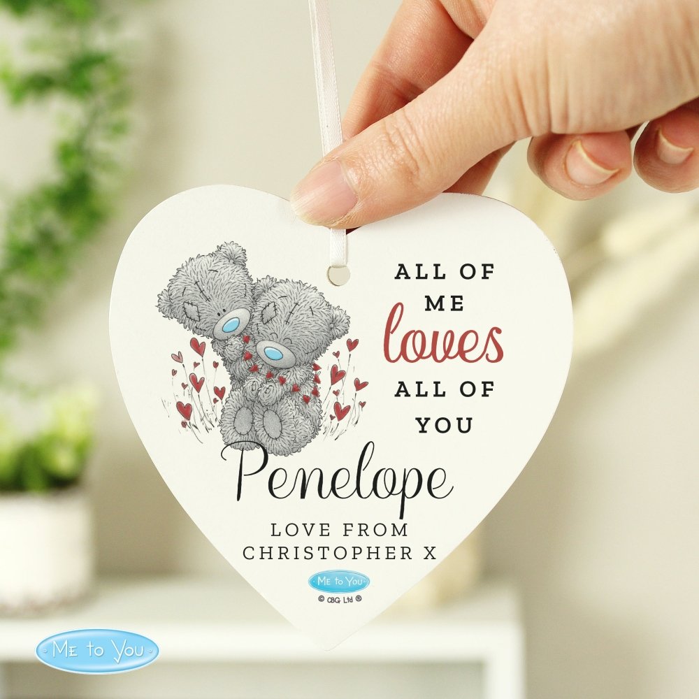 Personalised Me To You Valentine Wooden Heart Decoration