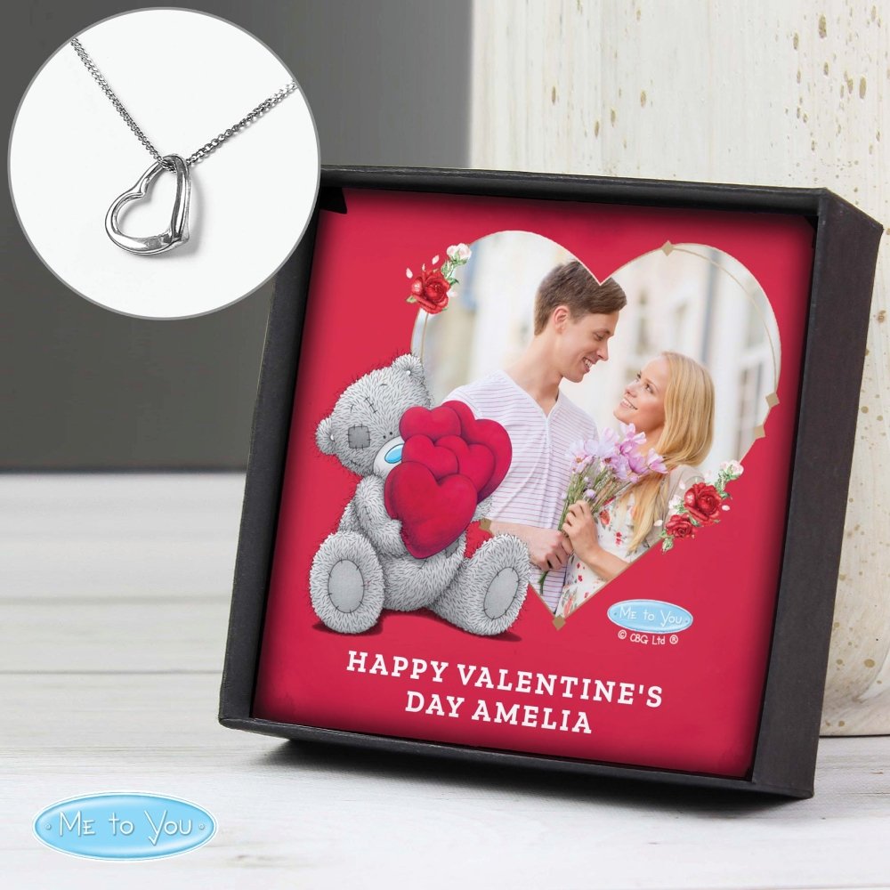 Personalised Me To You Valentines Photo Upload Sentiment Silver Tone Necklace And Box