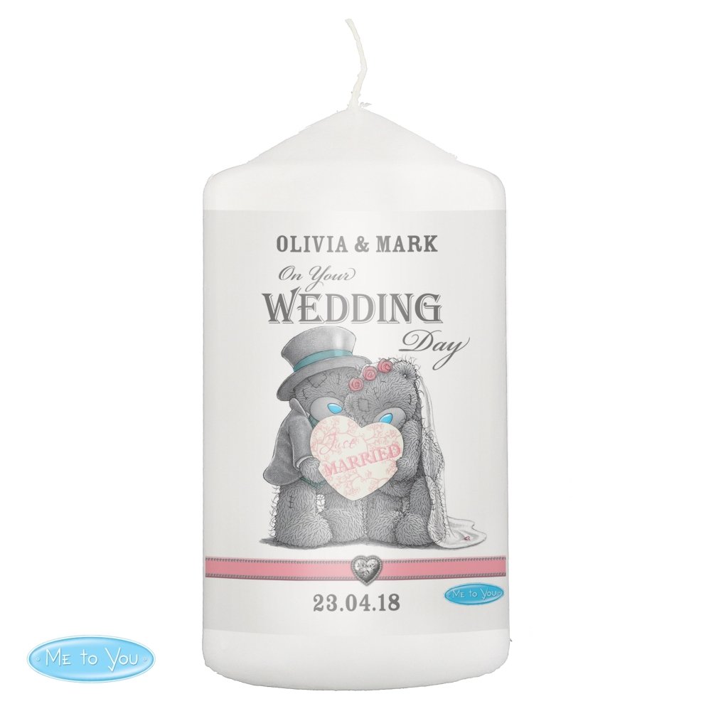 Personalised Me To You Wedding Couple Pillar Candle