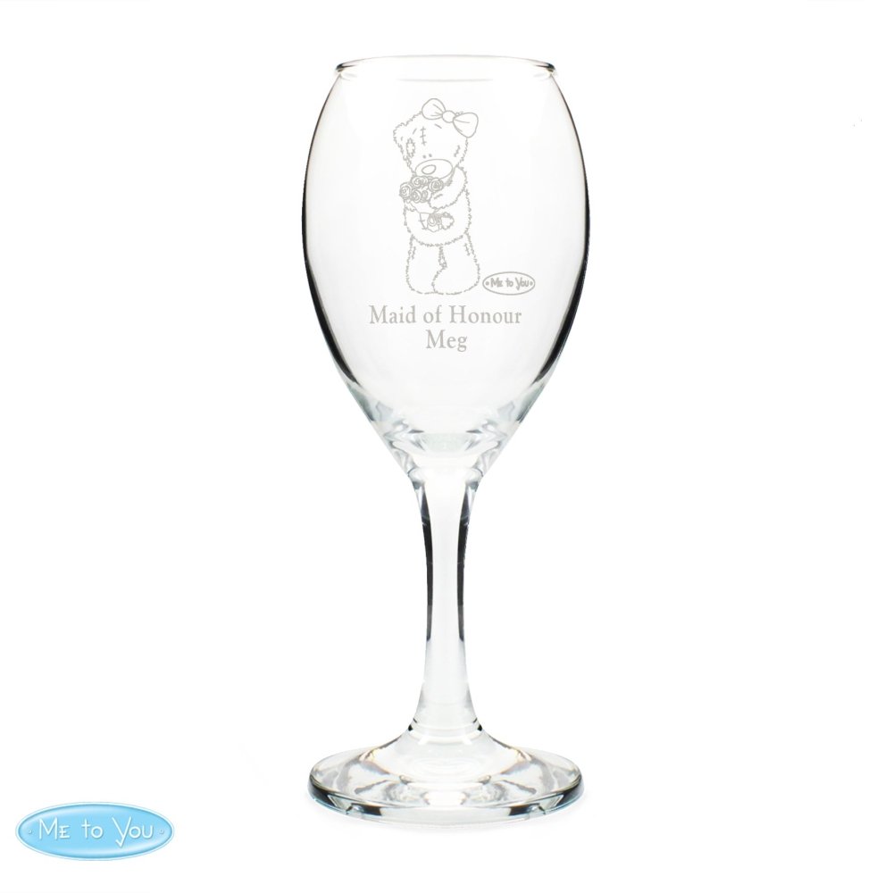 Personalised Me To You Wedding Female Wine Glass