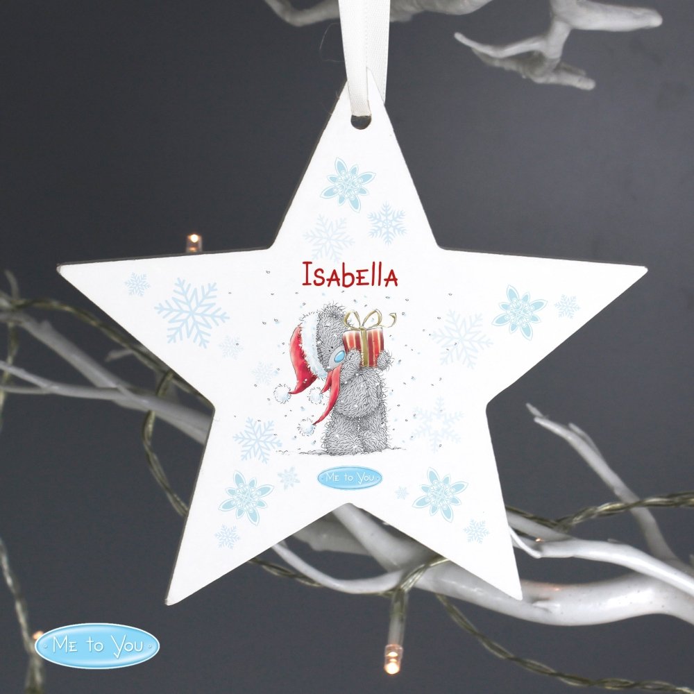 Personalised Me To You Wooden Wooden Star Decoration