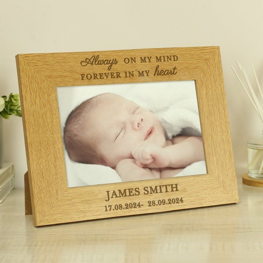 Personalised Memorial Always In My Heart 6x4 Inch Wooden Photo Frame