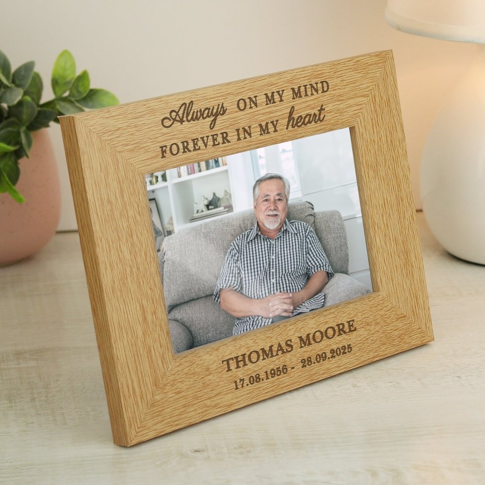 Personalised Memorial Always In My Heart 6x4 Inch Wooden Photo Frame