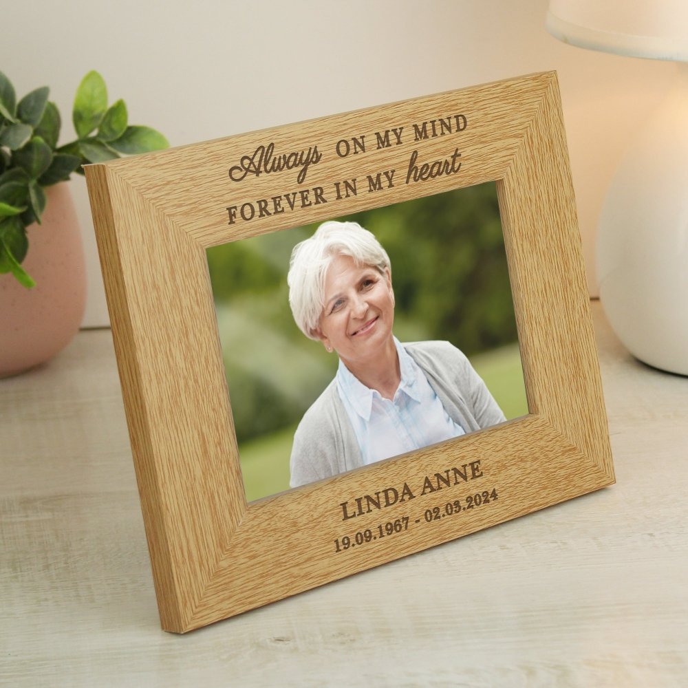 Personalised Memorial Always In My Heart 6x4 Inch Wooden Photo Frame