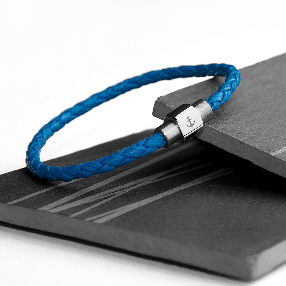 Personalised Personalised Men's Anchor Woven Leather Bracelet