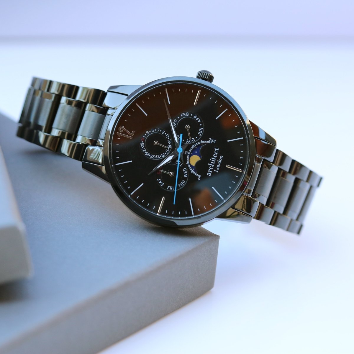 Personalised Men's Architect Apollo Black Watch Handwriting Engraved