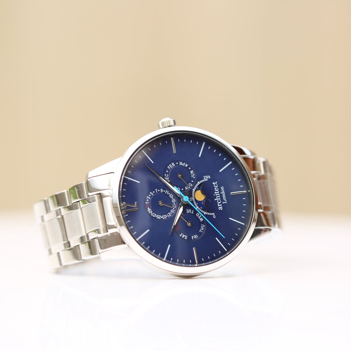 Personalised Men's Architect Apollo Blue Watch Handwriting Engraved