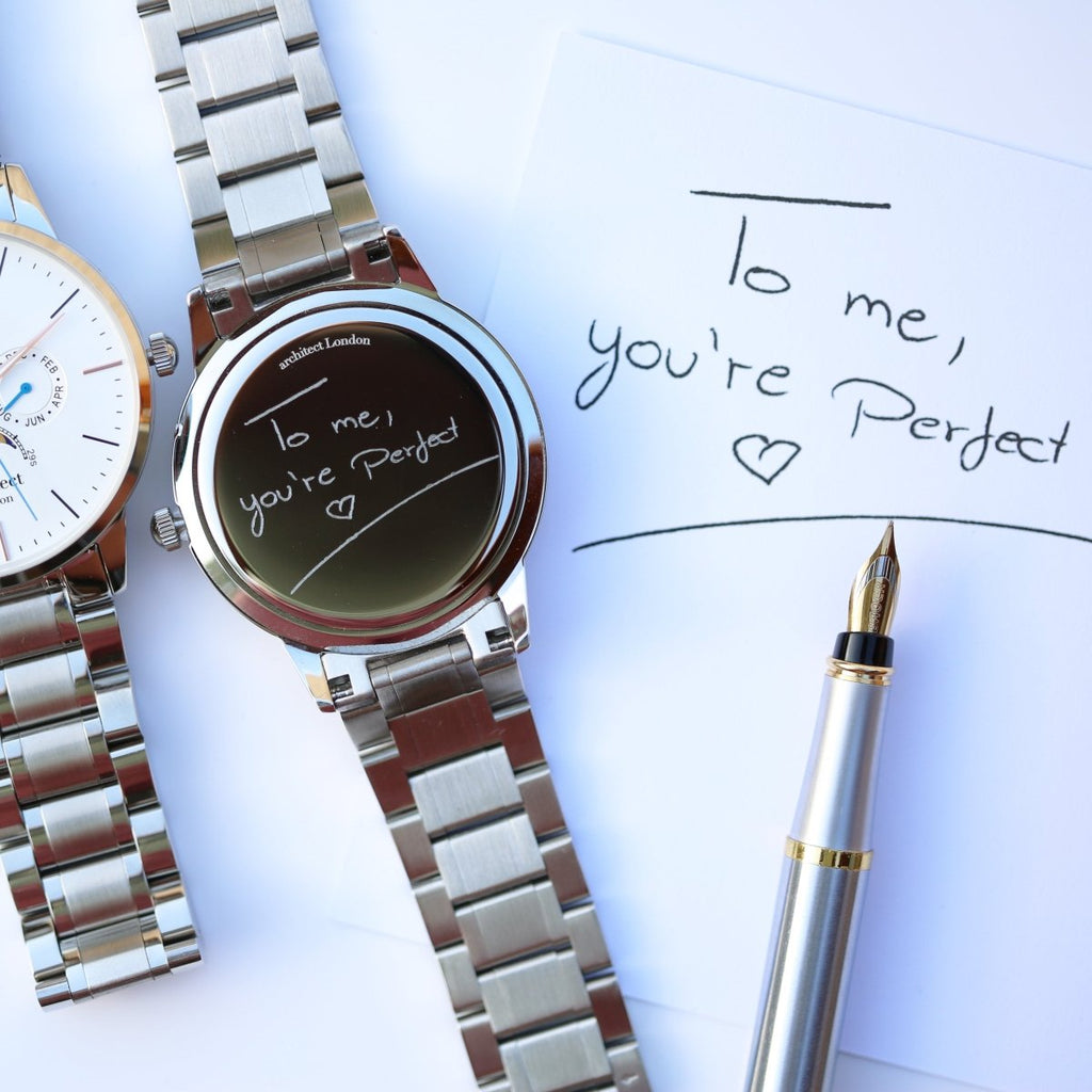 Personalised Men's Architect Apollo White Watch Handwriting Engraved