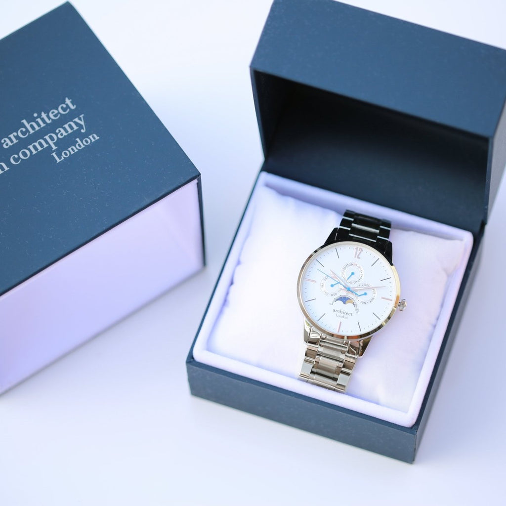 Personalised Men's Architect Apollo White Watch Handwriting Engraved