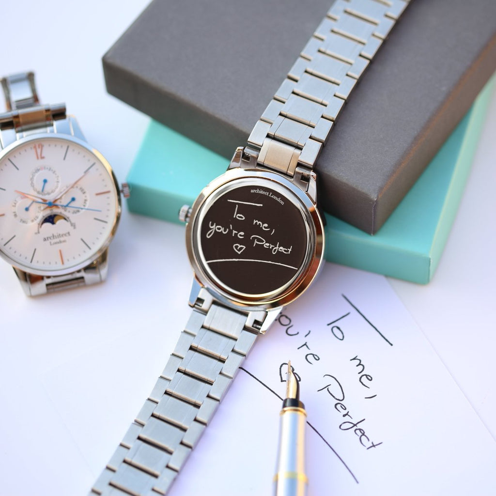 Personalised Men's Architect Apollo White Watch Handwriting Engraved