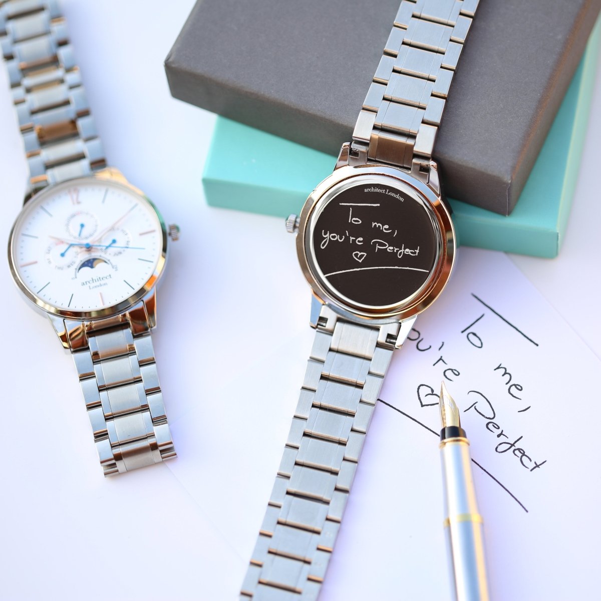 Personalised Men's Architect Apollo White Watch Handwriting Engraved