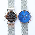 Personalised Men's Architect Motivator Watch In Blue With Silver Mesh Strap - Modern Font Engraved