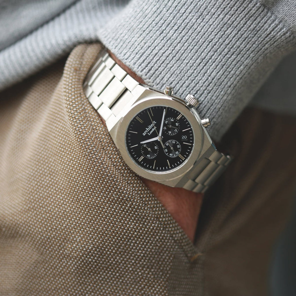 Personalised Men's Architect Orbix Black Wrist Watch - With Handwriting Engraving Photo Upload