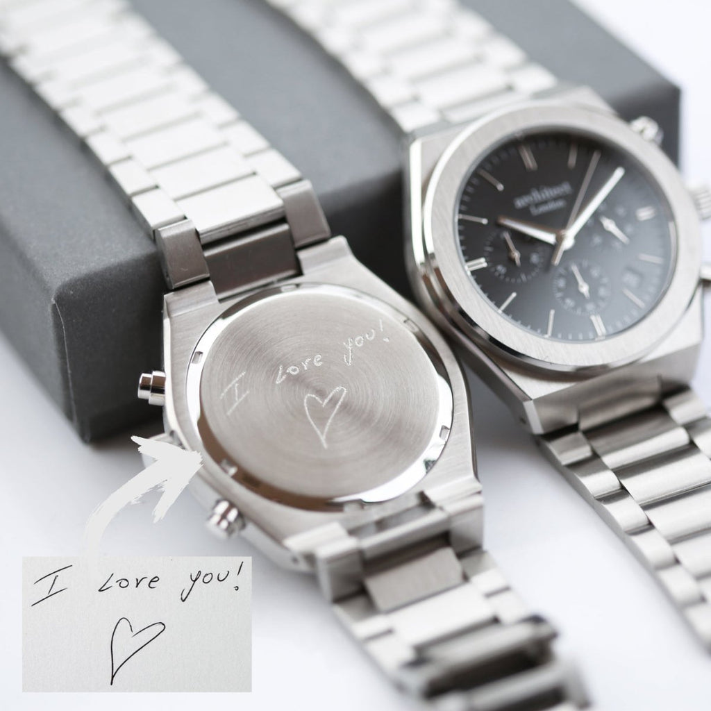 Personalised Men's Architect Orbix Black Wrist Watch - With Handwriting Engraving Photo Upload
