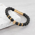 Personalised Men's Golden Skull Beaded Bracelet