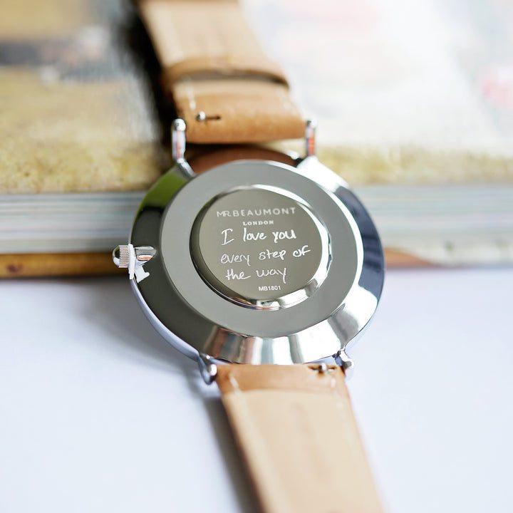 Personalised Men's Minimalist Watch In Camel
