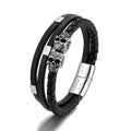 Personalised Personalised Men's Skulls Leather Rope Bracelet