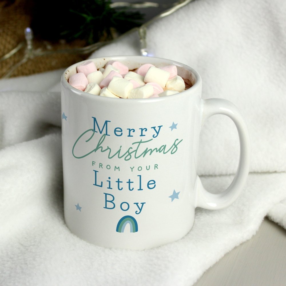 Personalised Merry Christmas From Your Little Boy Mug