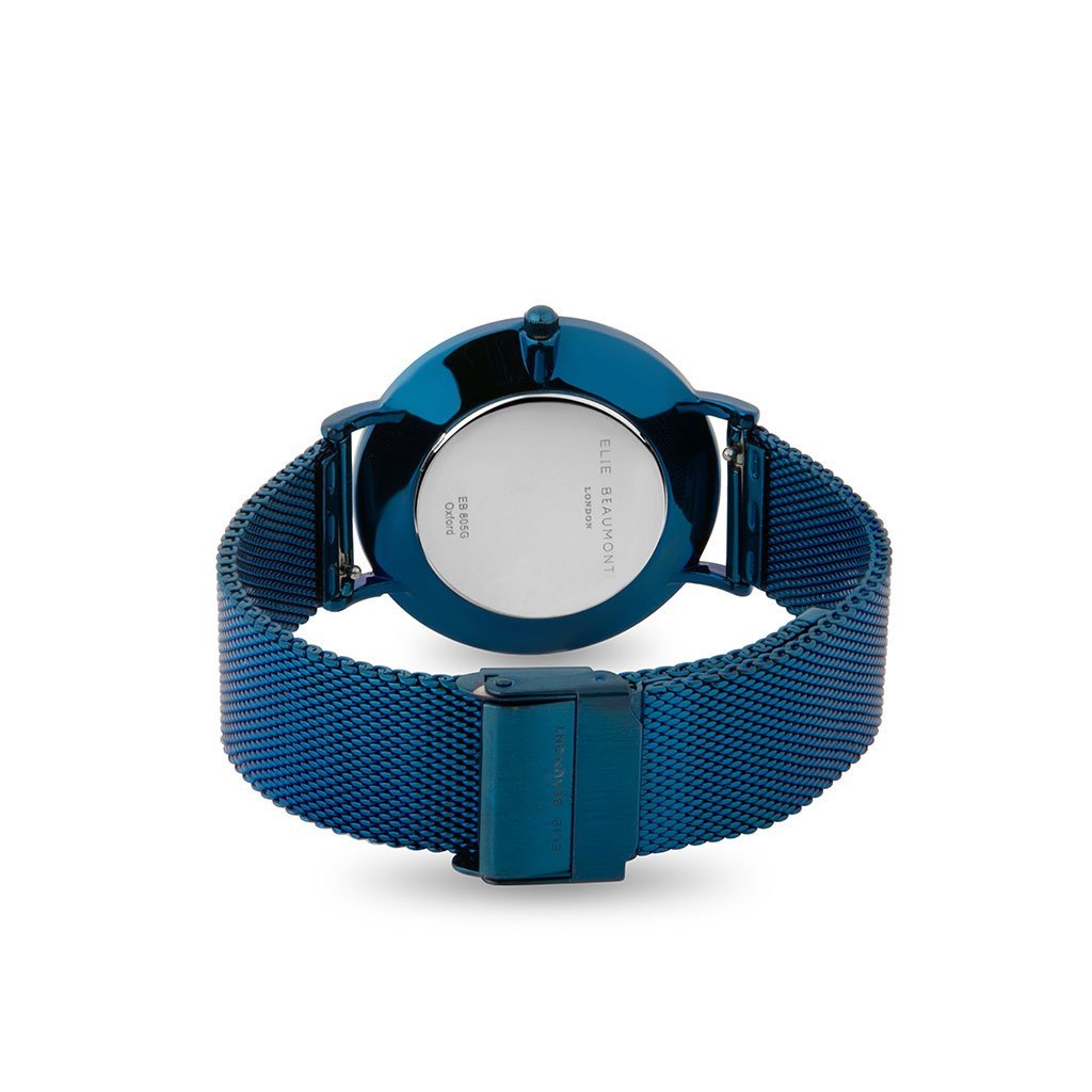 Personalised Minimalist Watch Elie Beaumont Electric Blue