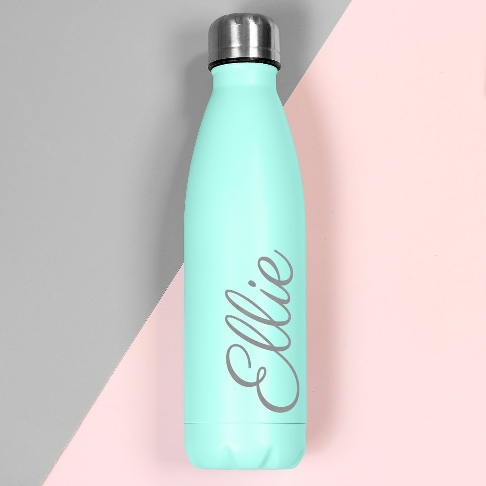 Personalised Mint Green Metal Insulated Drinks Bottle