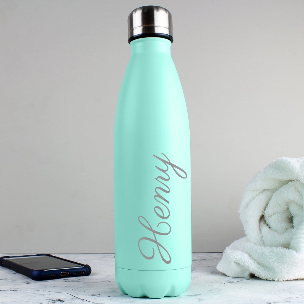 Personalised Mint Green Metal Insulated Drinks Bottle