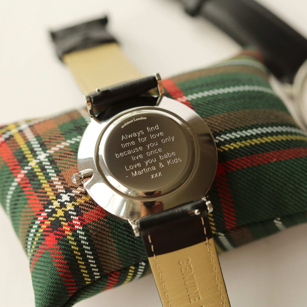 Personalised Engraved Men's Architect Zephyr Watch With Jet Black Strap