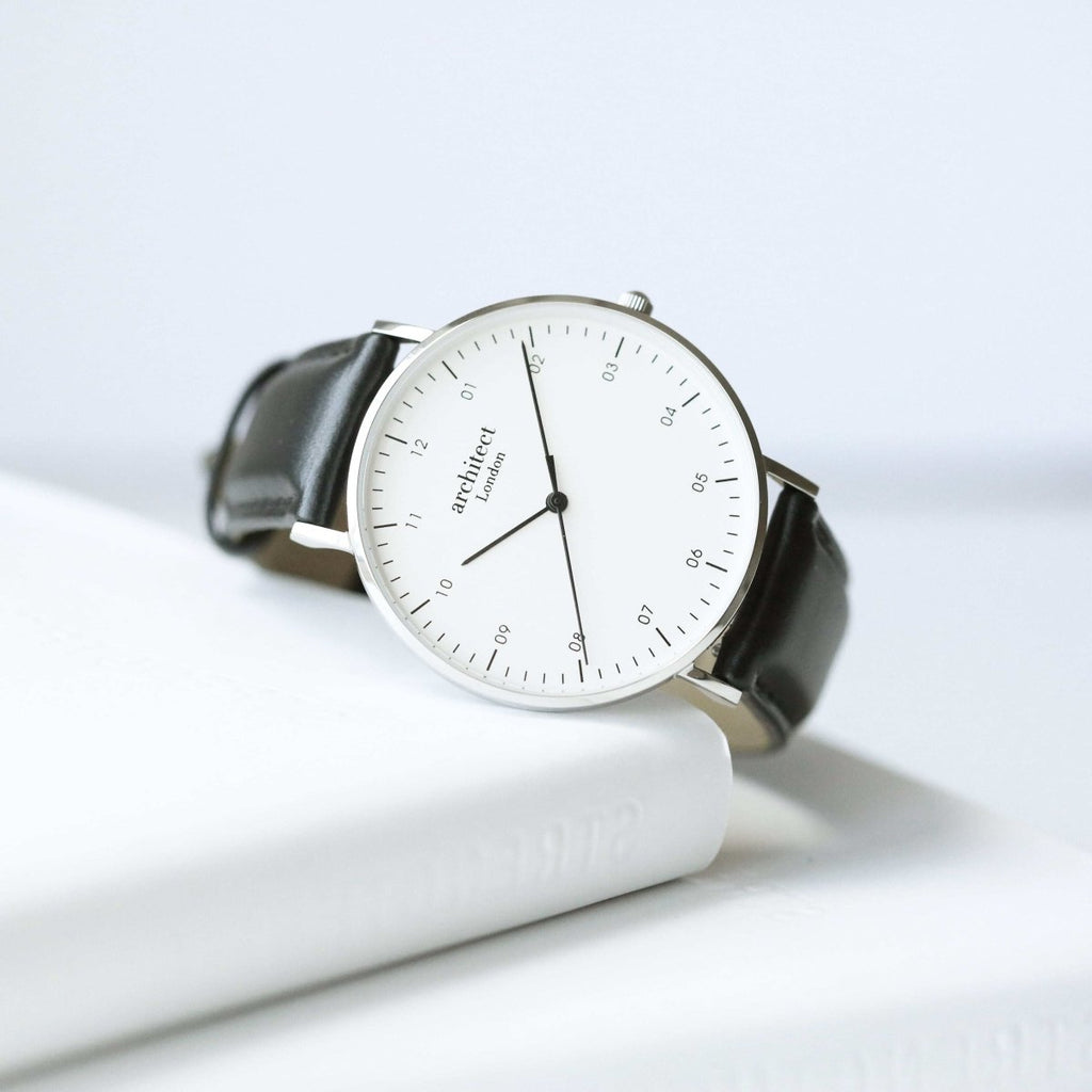Personalised Engraved Men's Architect Zephyr Watch With Jet Black Strap