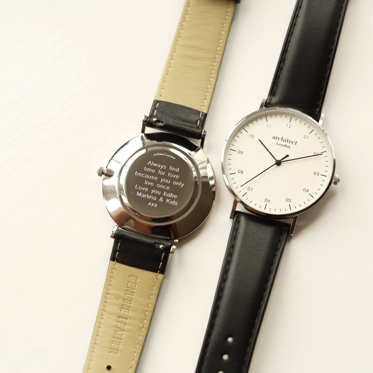Personalised Engraved Men's Architect Zephyr Watch With Jet Black Strap