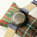 Personalised Modern Font Engraved Men's Minimalist Watch + Admiral Blue Strap