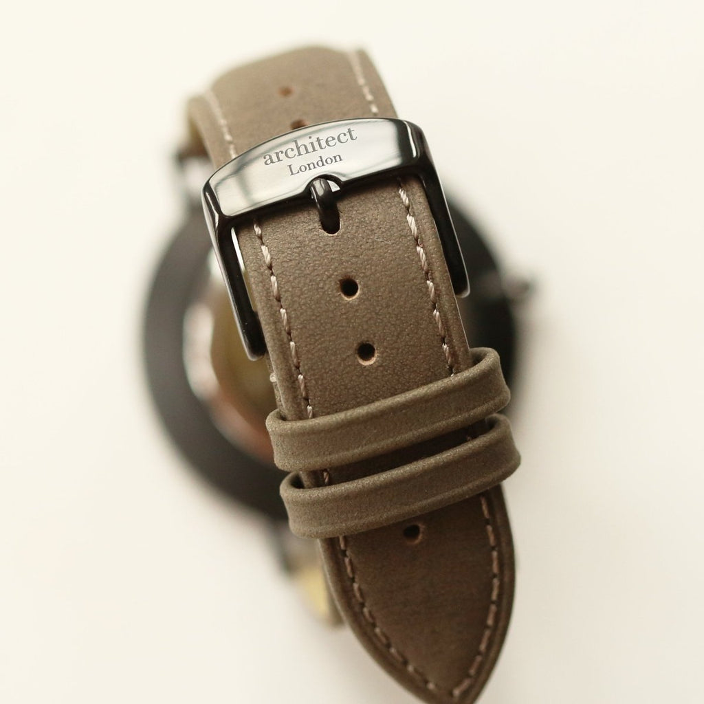 Personalised Modern Font Engraved Men's Minimalist Watch + Urban Grey Strap