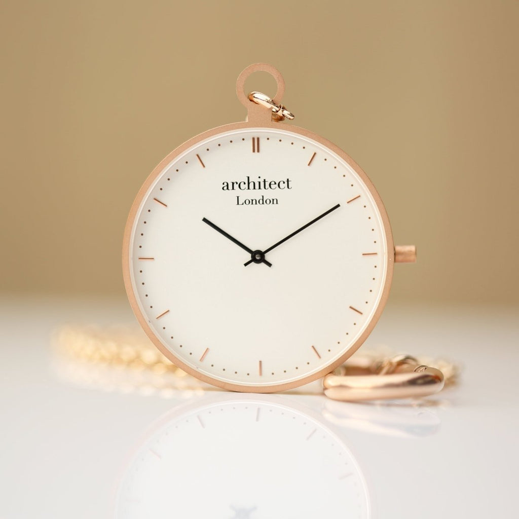 Personalised Modern Pocket Watch Rose Gold Handwriting Engraved