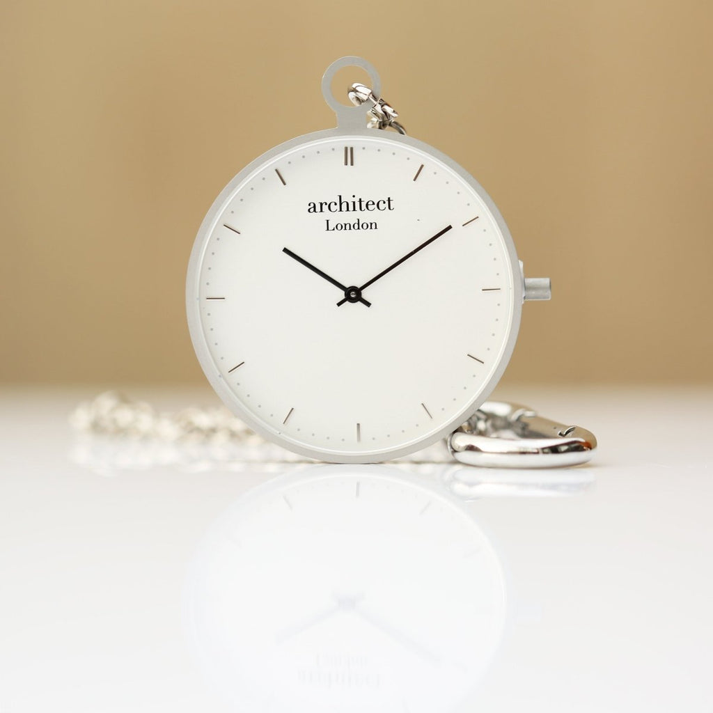 Personalised Modern Pocket Watch Silver Handwriting Engraved