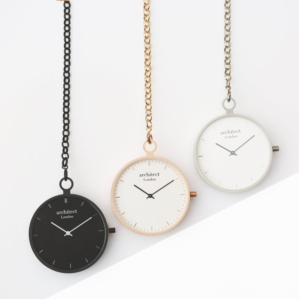 Personalised Modern Pocket Watch Silver Modern Font Engraved